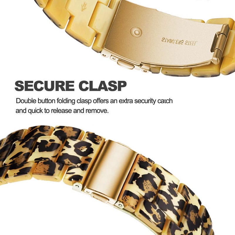 DEALELE Bands Compatible with Samsung Galaxy Watch 7 / FE / 6/6 Classic / 5/5 Pro / 4/4 Classic / 3 41mm / Huawei GT3 42mm, 20mm Colorful Resin Replacement Strap for Women Men (Leopard) - Image 3